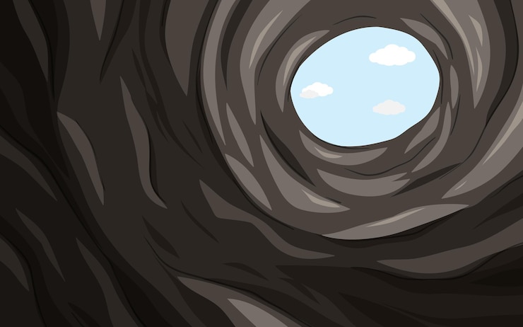 Vector underground hole cave scene