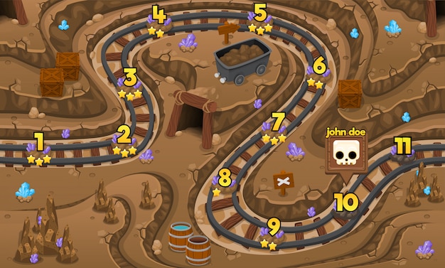 Vector underground mine game level map