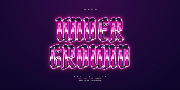 Vector underground text style with glowing neon effect