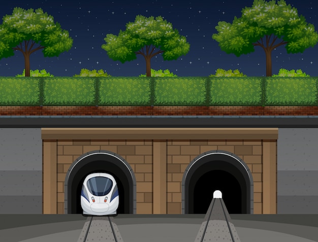 An underground train transportation