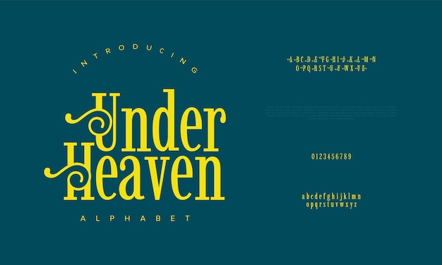 Underheaven 프리미엄 럭셔리 우아한 알파벳 문자 및 숫자 우아한 웨딩 타이포그래피 클래식