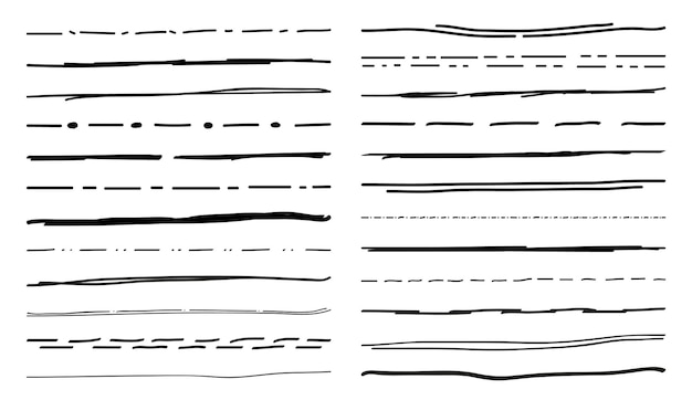 Vector underline scribble doodle lines of brush pencil