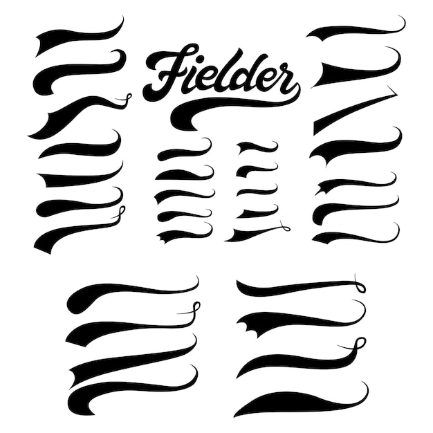 Vector underline swishes tail collection swoosh element for sport logo design vector hand drawn illustratio