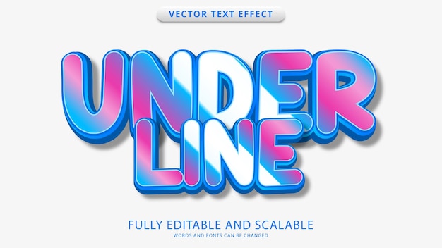 underline text effect editable eps file