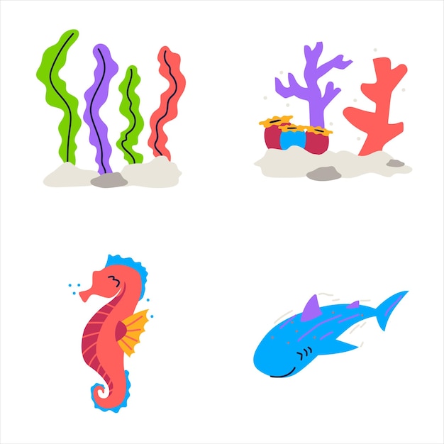 Vector undersea life stickers part 2