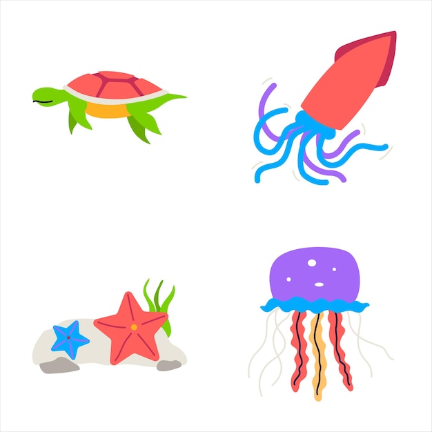 Vector undersea life stickers part 3