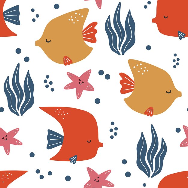 Vector undersea pattern with creative and colorful fishes and corals creative undersea