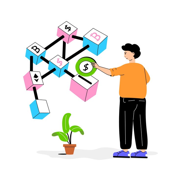 Vector understanding and managing various cryptocurrencies in digital finance