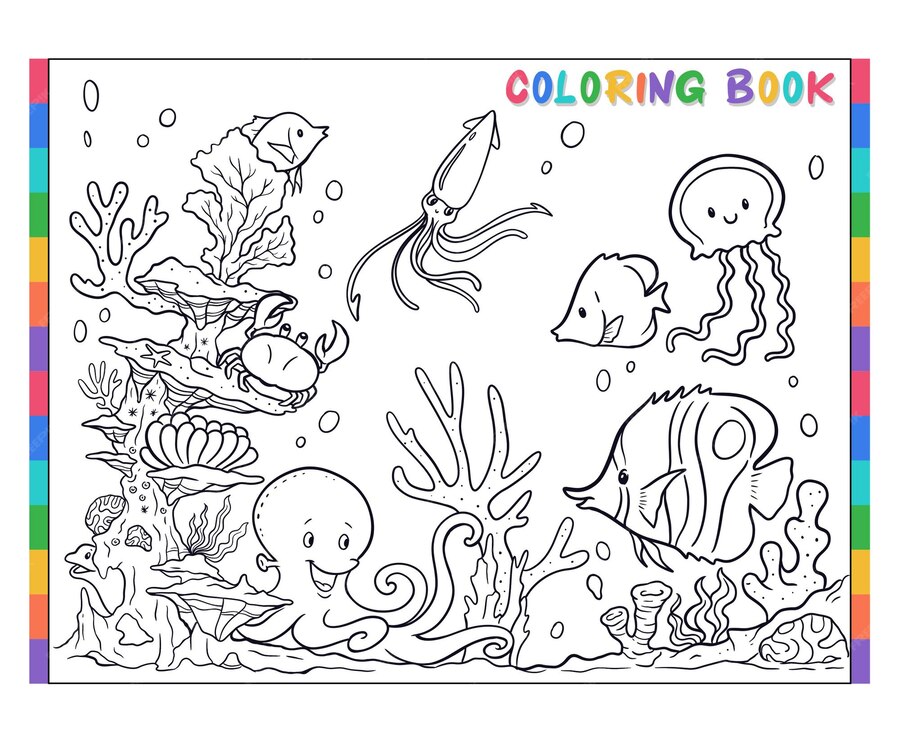 Premium Vector | Underwater coloring book series coloring octopus and