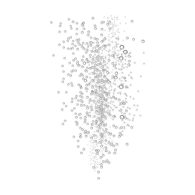 Le bolle d'aria frizzanti subacquee scorrono in acqua su sfondo bianco