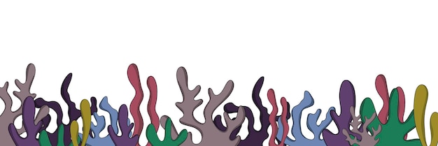 Vector underwater hand drawn illustration a coral rif border