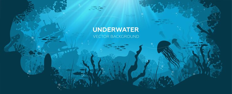 Vector 水中の海の世界の背景
