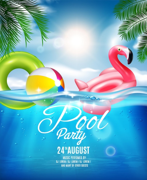 Vector underwater pool party illustration