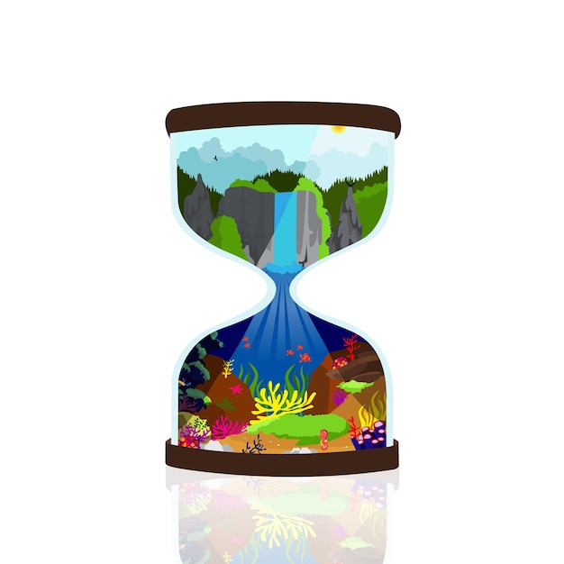 underwater vector illustration design with hourglass shape