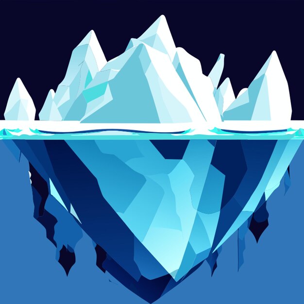 Vector underwater and above water iceberg vector illustration