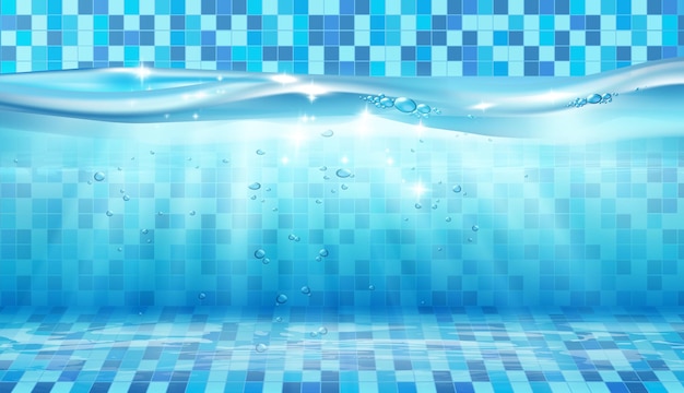 Underwater wave in pool realistic illustration