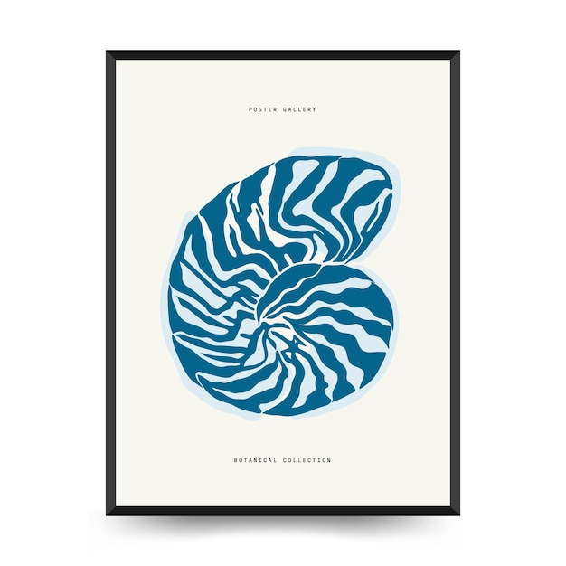 Underwater world ocean sea fish and shells vertical flyer or poster template Modern frame