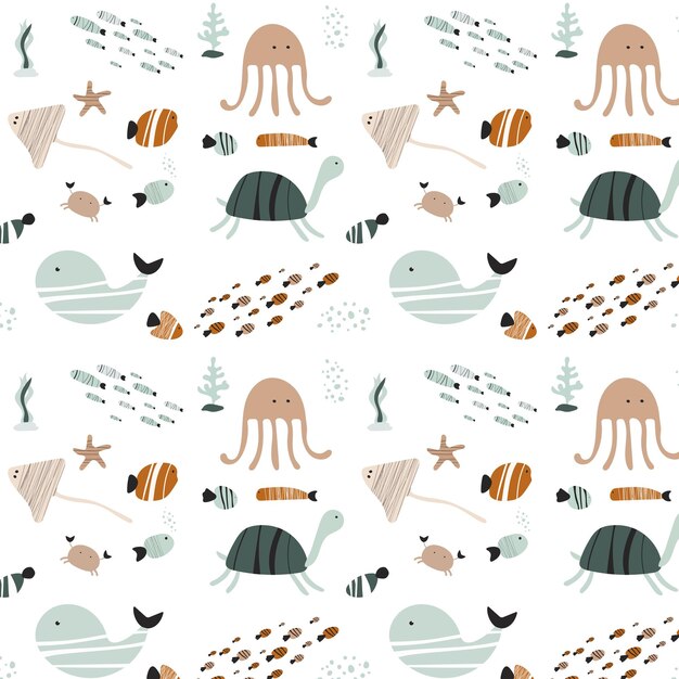 Underwater world Seamless pattern