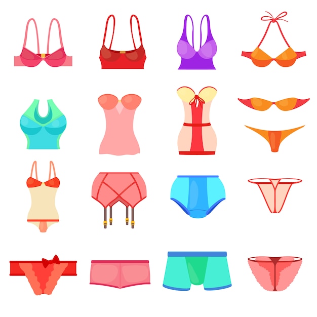 Underwear icons set color