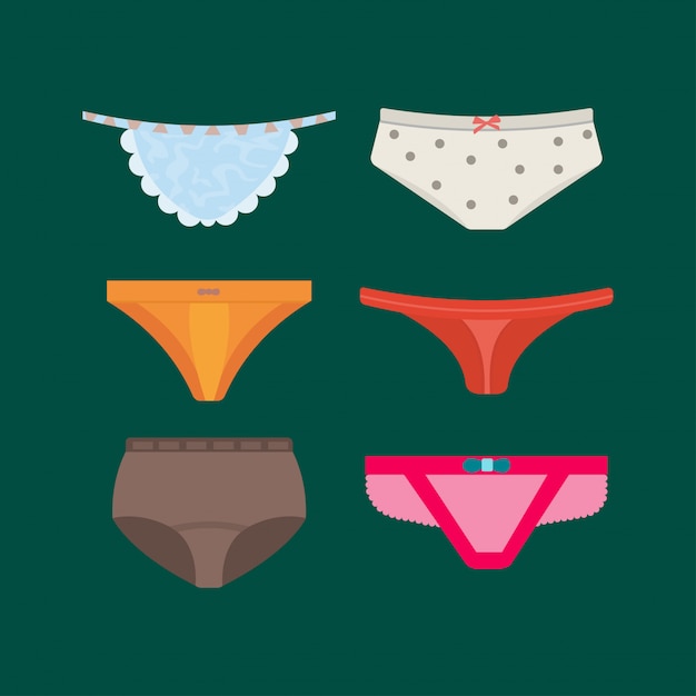 Vector underwear pants clothes vector set.