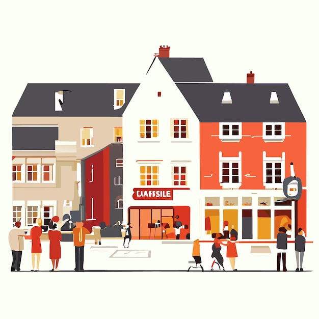 Une centre social ouvert aux habitants vector illustration flat