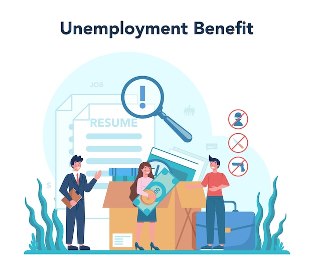 Vector unemployment benefit concept.