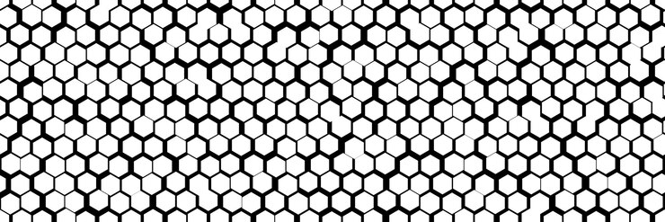 Vector uneven black and white honey comb simple seamless pattern