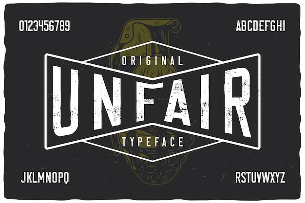 Unfair vintage label text