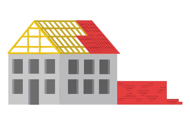 Вектор Незавершенная архитектура дома строительство нового жилого дома векторная иллюстрация изолирована на