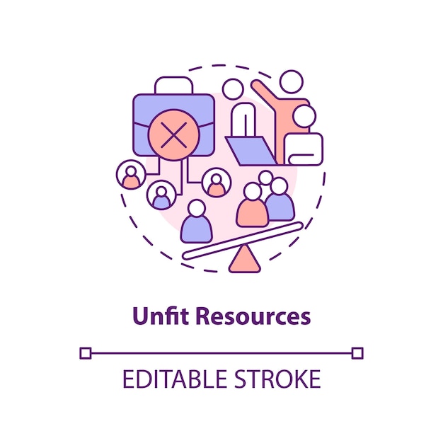 Unfit resources concept icon