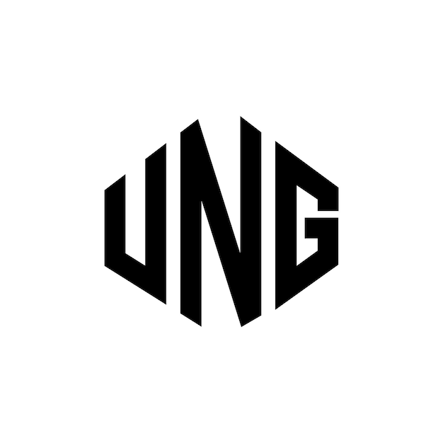 Vector ung letter logo ontwerp met veelhoek vorm ung veelhoek en kubus vorm logo ontwerp ung zeshoek vector logo sjabloon witte en zwarte kleuren ung monogram bedrijf en vastgoed logo