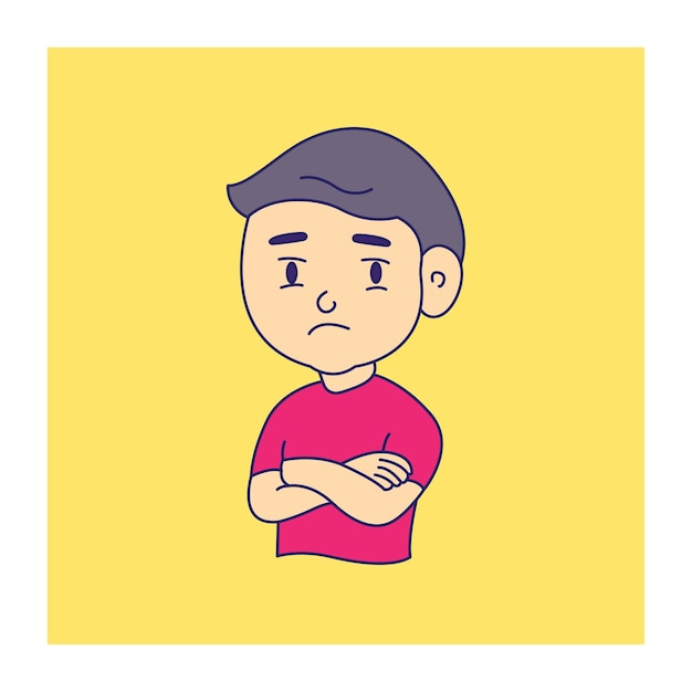 An unhappy boy face expression vector illustration