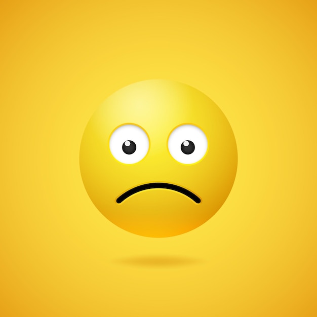 Emoticon triste infelice con occhi e bocca aperti