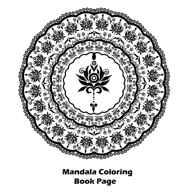 Vettore unick fiore libro da colorare mandala design