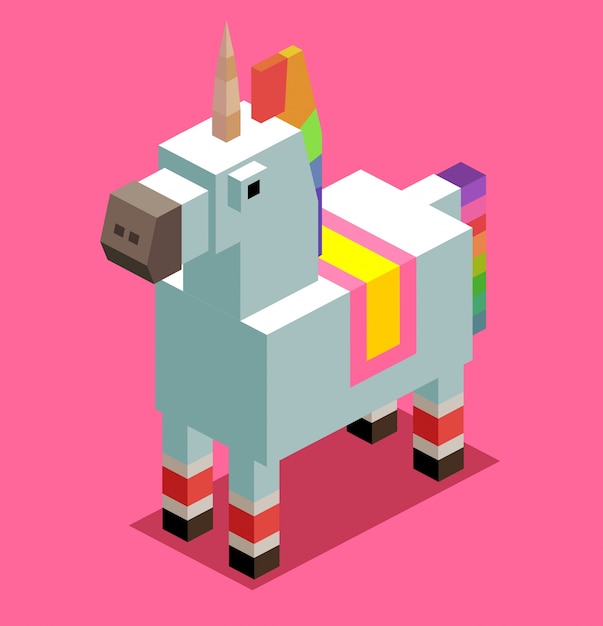 Unicorn. 3D Pixelate