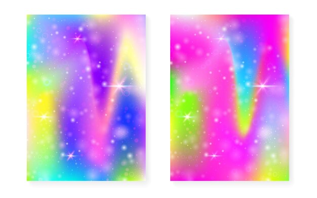 Unicorn background with kawaii magic gradient Princess rainbow