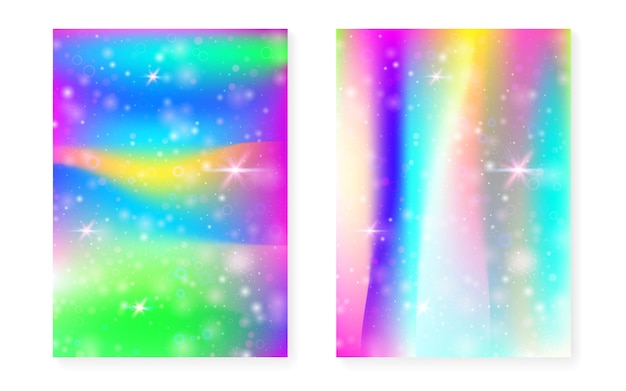 Unicorn background with kawaii magic gradient princess rainbow