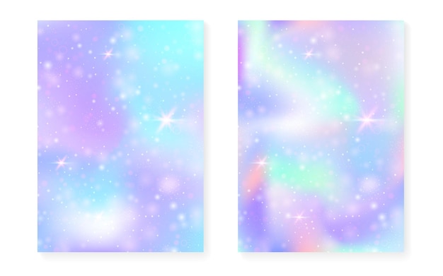 Unicorn background with kawaii magic gradient princess rainbow