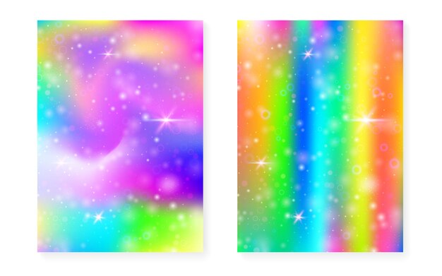 Unicorn background with kawaii magic gradient princess rainbow