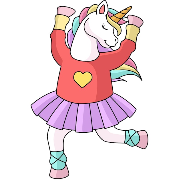 Unicorn Ballerina Dancing Cartoon Clipart