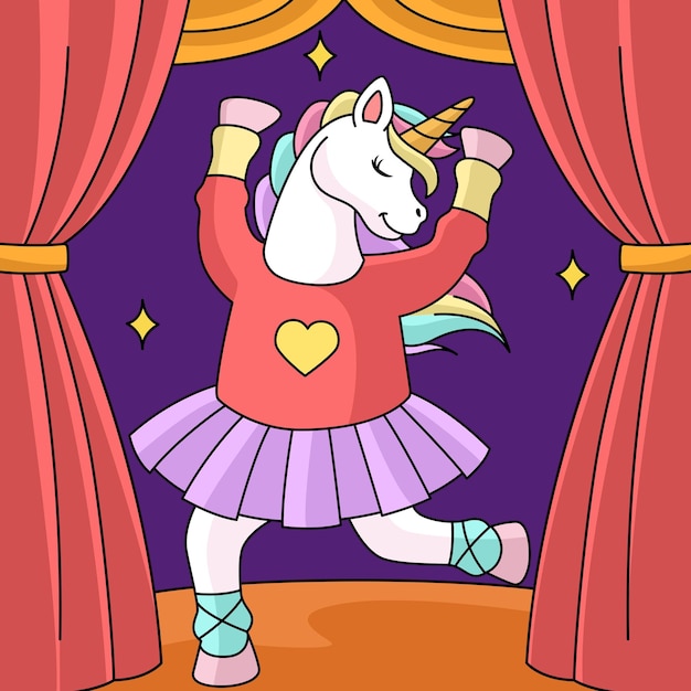 Unicorno ballerina che balla cartone colorato