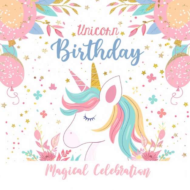 Unicorn birthday card premium ai generated vector