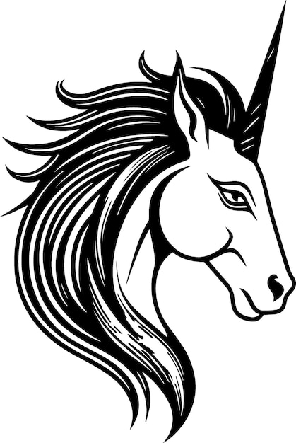 Vettore logo nero unicorno