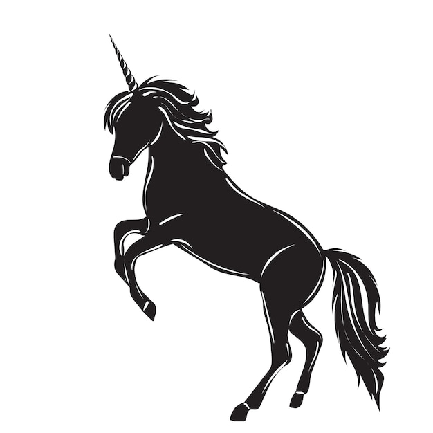 Unicorn black silhouette isolated vector