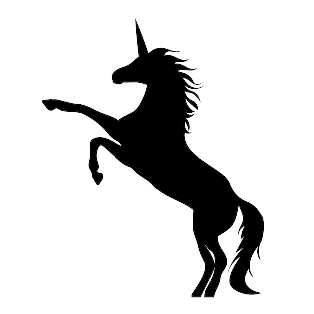 Unicorno nero silhouette vettore isolato