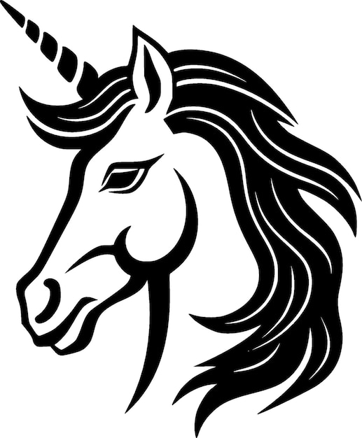 Unicorn Black and White Isolated Icon Vector illustration