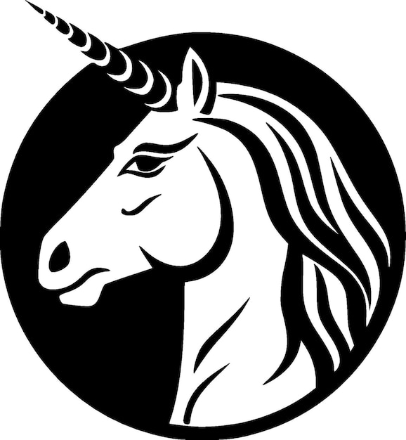 Unicorn Black and White Vector illustration