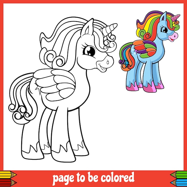 Premium Vector  Unicorn blue cartoon coloring book 1