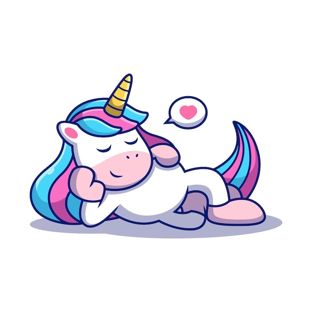 Unicorn Cartoon ontspannen met schattige pose.