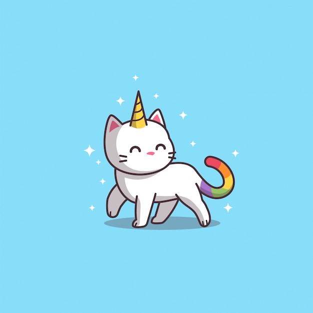 Unicorn cat on blue